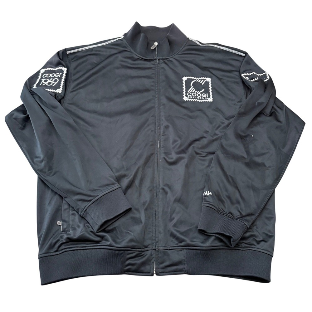 Coogi Men Black Track Jacket Logo Patch Streetwear‎ Full Zip Size XL Australia